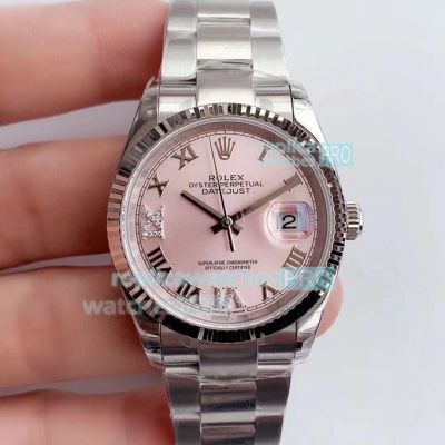 Ew Factory Swiss 3255 Rolex Datejust Pink Face Men's Watch 36MM